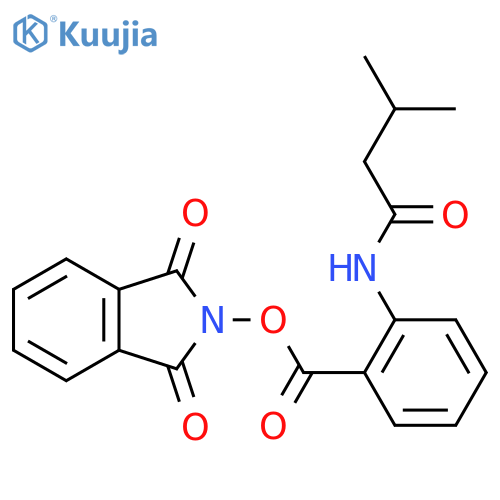 1,3-dioxo-2,3-dihydro-1H-isoindol-2-yl 2-(3-methylbutanamido)benzoate structure
