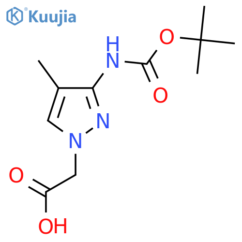 2-(3-{[(tert-butoxy)carbonyl]amino}-4-methyl-1H-pyrazol-1-yl)acetic acid structure