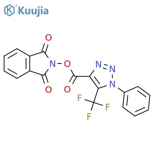 1,3-dioxo-2,3-dihydro-1H-isoindol-2-yl 1-phenyl-5-(trifluoromethyl)-1H-1,2,3-triazole-4-carboxylate structure