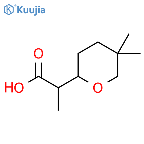 2-(5,5-Dimethyloxan-2-yl)propanoic acid structure