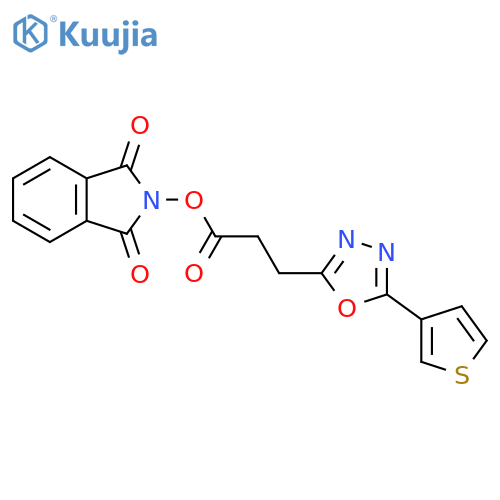 1,3-dioxo-2,3-dihydro-1H-isoindol-2-yl 3-[5-(thiophen-3-yl)-1,3,4-oxadiazol-2-yl]propanoate structure