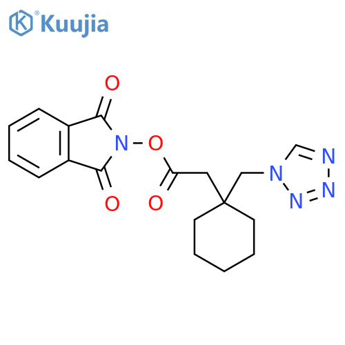 1,3-dioxo-2,3-dihydro-1H-isoindol-2-yl 2-{1-[(1H-1,2,3,4-tetrazol-1-yl)methyl]cyclohexyl}acetate structure