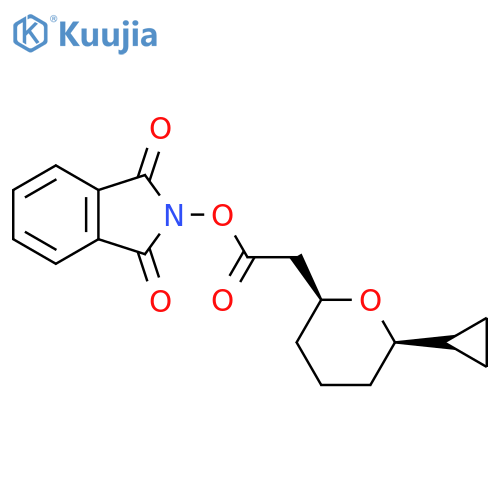rac-1,3-dioxo-2,3-dihydro-1H-isoindol-2-yl 2-[(2R,6S)-6-cyclopropyloxan-2-yl]acetate structure