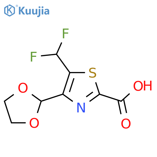 5-(Difluoromethyl)-4-(1,3-dioxolan-2-yl)-1,3-thiazole-2-carboxylic acid structure