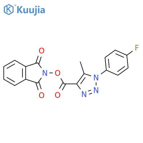 1,3-dioxo-2,3-dihydro-1H-isoindol-2-yl 1-(4-fluorophenyl)-5-methyl-1H-1,2,3-triazole-4-carboxylate structure