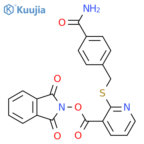 1,3-dioxo-2,3-dihydro-1H-isoindol-2-yl 2-{[(4-carbamoylphenyl)methyl]sulfanyl}pyridine-3-carboxylate structure