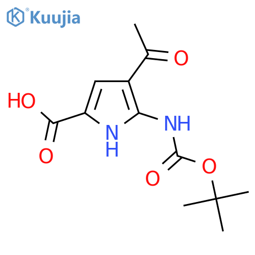4-acetyl-5-{[(tert-butoxy)carbonyl]amino}-1H-pyrrole-2-carboxylic acid structure