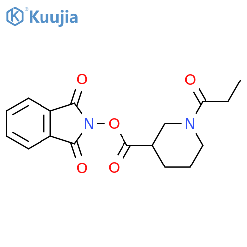1,3-dioxo-2,3-dihydro-1H-isoindol-2-yl 1-propanoylpiperidine-3-carboxylate structure