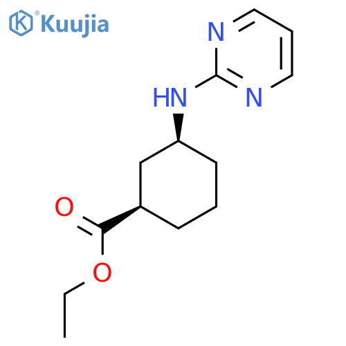 Ethyl (1R,3S)-3-(pyrimidin-2-ylamino)cyclohexane-1-carboxylate structure