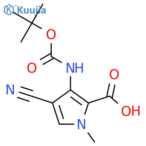 3-{[(tert-butoxy)carbonyl]amino}-4-cyano-1-methyl-1H-pyrrole-2-carboxylic acid structure