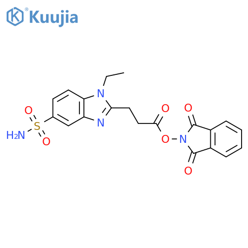 1,3-dioxo-2,3-dihydro-1H-isoindol-2-yl 3-(1-ethyl-5-sulfamoyl-1H-1,3-benzodiazol-2-yl)propanoate structure
