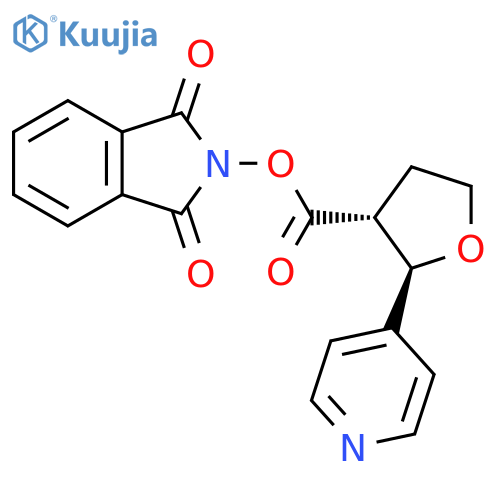 rac-1,3-dioxo-2,3-dihydro-1H-isoindol-2-yl (2R,3R)-2-(pyridin-4-yl)oxolane-3-carboxylate structure