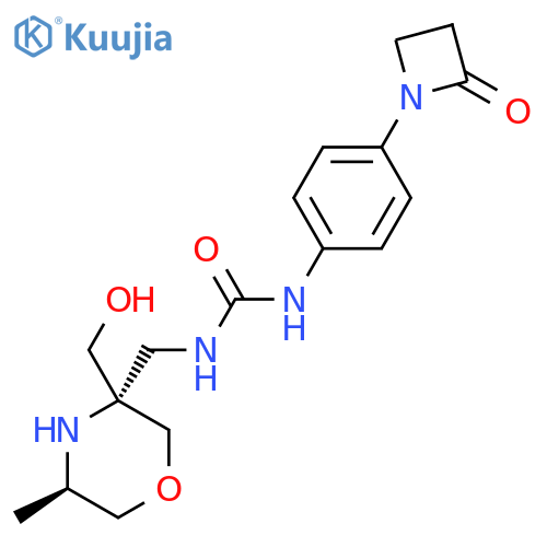 1-[[(3S,5R)-3-(Hydroxymethyl)-5-methylmorpholin-3-yl]methyl]-3-[4-(2-oxoazetidin-1-yl)phenyl]urea structure