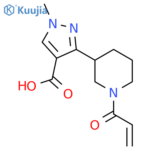 1-Methyl-3-(1-prop-2-enoylpiperidin-3-yl)pyrazole-4-carboxylic acid structure