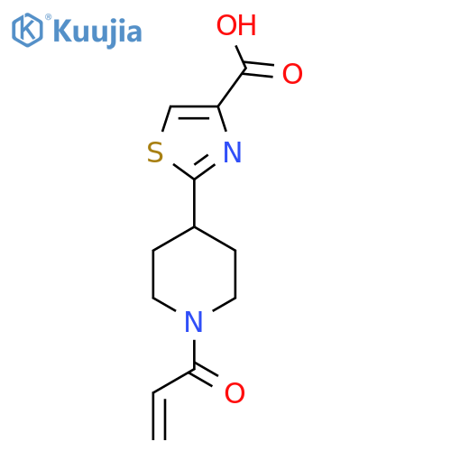 2-1-(prop-2-enoyl)piperidin-4-yl-1,3-thiazole-4-carboxylic acid structure