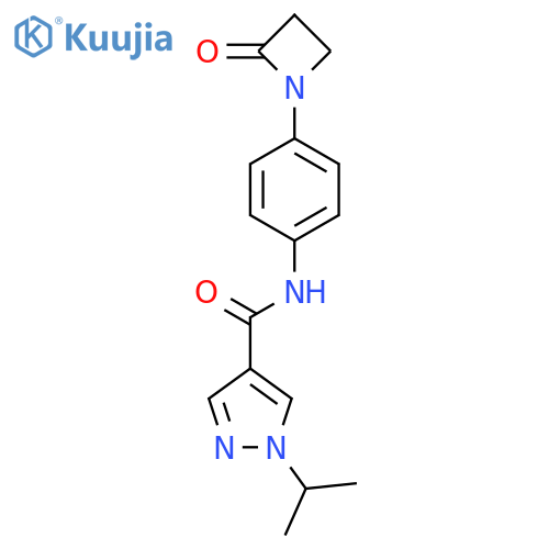 N-[4-(2-Oxoazetidin-1-yl)phenyl]-1-propan-2-ylpyrazole-4-carboxamide structure