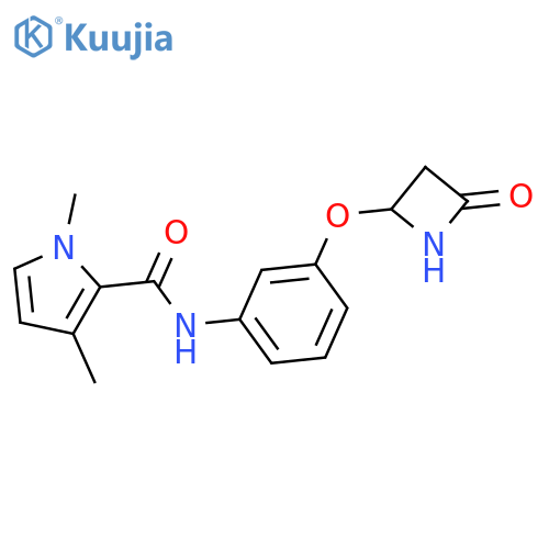 1,3-dimethyl-N-{3-[(4-oxoazetidin-2-yl)oxy]phenyl}-1H-pyrrole-2-carboxamide structure