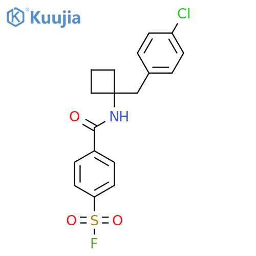 4-[[1-[(4-Chlorophenyl)methyl]cyclobutyl]carbamoyl]benzenesulfonyl fluoride structure