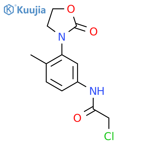 2-chloro-N-4-methyl-3-(2-oxo-1,3-oxazolidin-3-yl)phenylacetamide structure