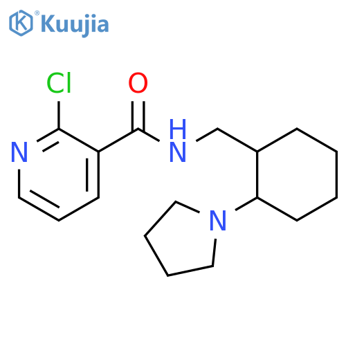 2-Chloro-N-[[2-(1-pyrrolidinyl)cyclohexyl]methyl]-3-pyridinecarboxamide structure