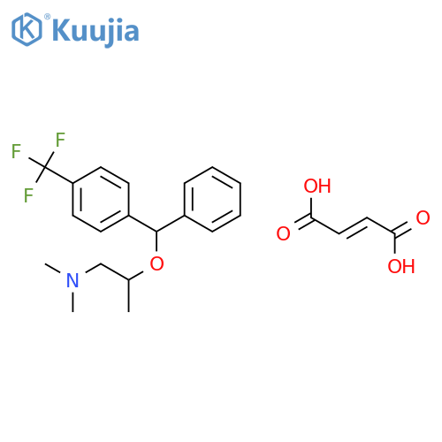 N,N-dimethyl-2-{phenyl[4-(trifluoromethyl)phenyl]methoxy}propan-1-amine (2E)-but-2-enedioate structure