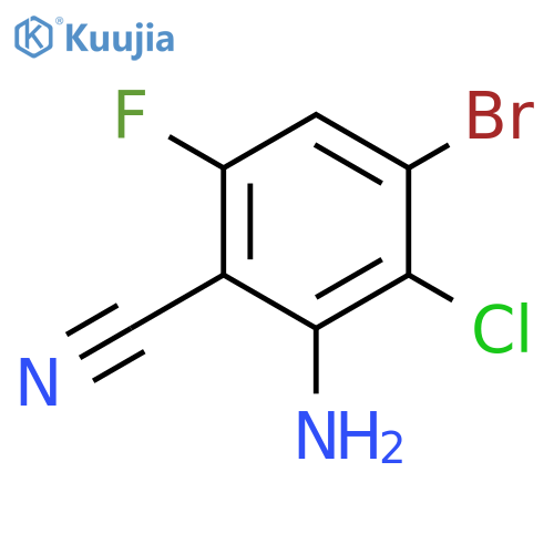 2-amino-4-bromo-3-chloro-6-fluoro-benzonitrile structure