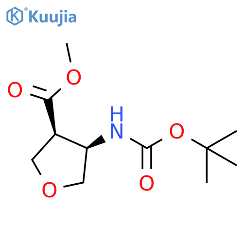 (3S,4R)-trans-4-tert-Butoxycarbonylamino-tetrahydro-furan-3-carboxylic acid methyl ester structure