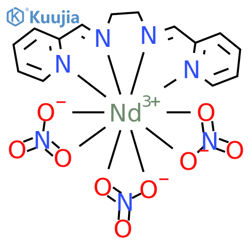 Neodymium, [N,N'-bis[(2-pyridinyl-κN)methylene]-1,2-ethanediamine-κN,κN']tris(nitrato-κO,κO')- (9CI) structure