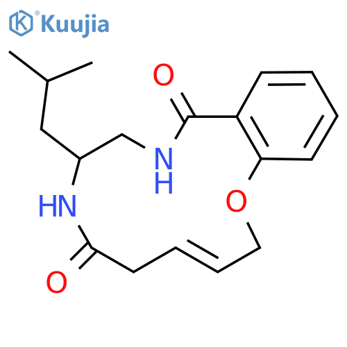 (3E,8S)-8-(2-methylpropyl)-2,5,6,7,8,9,10,11-octahydro-1,7,10-benzoxadiazacyclotridecine-6,11-dione structure