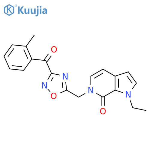 1-ethyl-6-{[3-(2-methylbenzoyl)-1,2,4-oxadiazol-5-yl]methyl}-1H,6H,7H-pyrrolo[2,3-c]pyridin-7-one structure