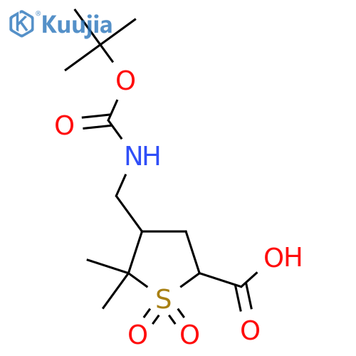 4-({(tert-butoxy)carbonylamino}methyl)-5,5-dimethyl-1,1-dioxo-1lambda6-thiolane-2-carboxylic acid structure
