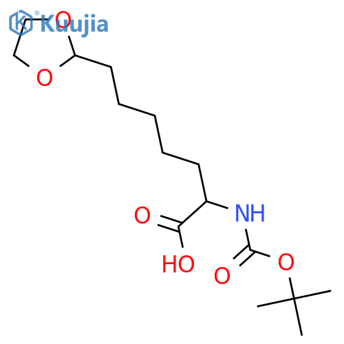 7-(1,3-Dioxolan-2-yl)-2-[(2-methylpropan-2-yl)oxycarbonylamino]heptanoic acid structure