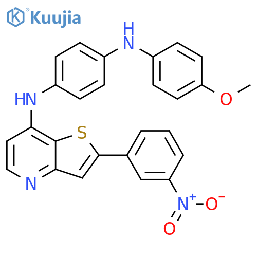 1,4-Benzenediamine, N1-(4-methoxyphenyl)-N4-[2-(3-nitrophenyl)thieno[3,2-b]pyridin-7-yl]- structure