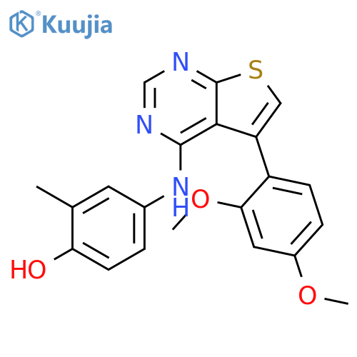 Phenol,4-[[5-(2,4-dimethoxyphenyl)thieno[2,3-d]pyrimidin-4-yl]amino]-2-methyl- structure