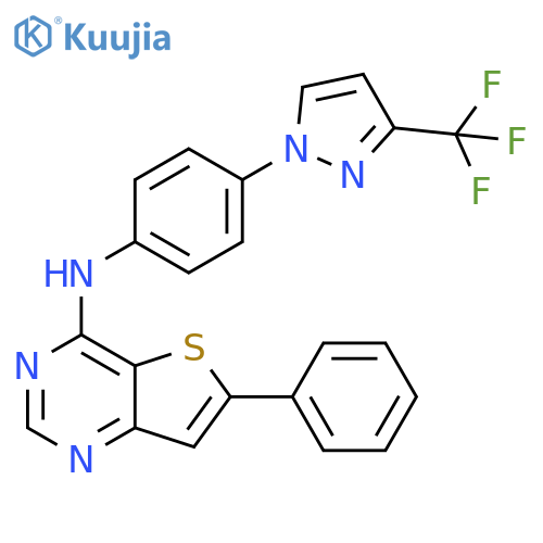 Thieno[3,2-d]pyrimidin-4-amine,6-phenyl-N-[4-[3-(trifluoromethyl)-1H-pyrazol-1-yl]phenyl]- structure