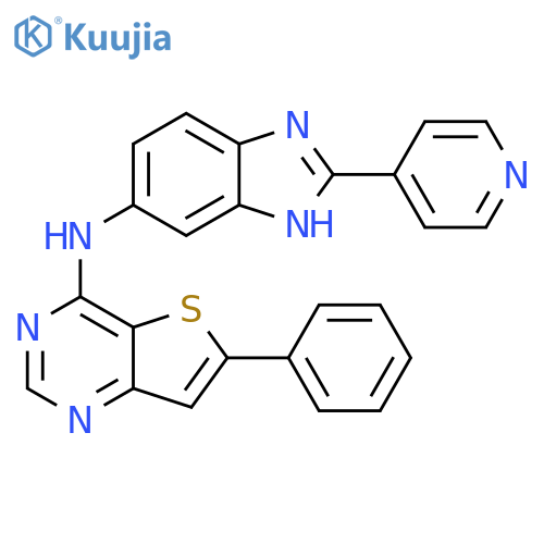 Thieno[3,2-d]pyrimidin-4-amine, 6-phenyl-N-[2-(4-pyridinyl)-1H-benzimidazol-6-yl]- structure