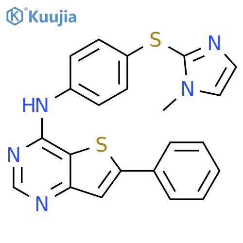Thieno[3,2-d]pyrimidin-4-amine,N-[4-[(1-methyl-1H-imidazol-2-yl)thio]phenyl]-6-phenyl- structure