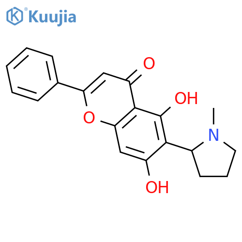 4H-1-Benzopyran-4-one,5,7-dihydroxy-6-(1-methyl-2-pyrrolidinyl)-2-phenyl- (9CI) structure