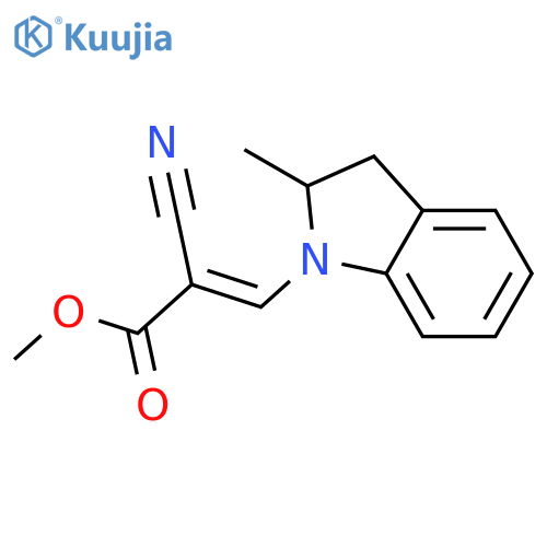 2-Propenoic acid,2-cyano-3-(2,3-dihydro-2-methyl-1H-indol-1-yl)-, methyl ester structure