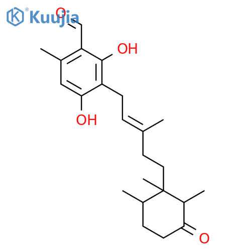 Benzaldehyde,2,4-dihydroxy-6-methyl-3-[(2E)-3-methyl-5-[(1S,2R,6R)-1,2,6-trimethyl-3-oxocyclohexyl]-2-penten-1-yl]- structure