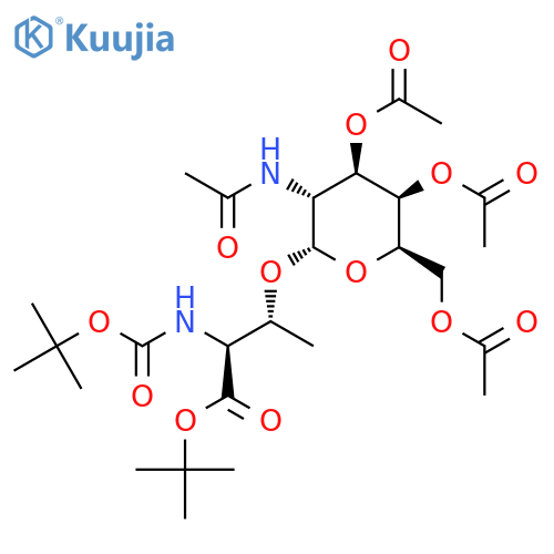 O-(2-acetamido-3,4,6-tri-O-acetyl-2-deoxy-α-D-galactopyranosyl)-N-(tert-butyloxycarbonyl)-L-threonine tert-butyl ester structure