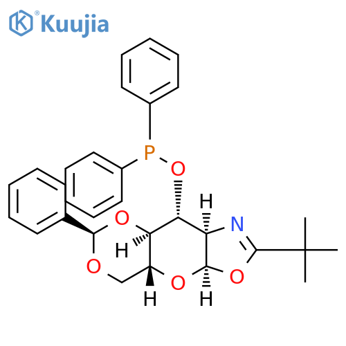 Phosphinous acid, diphenyl-, (3aR,4aR,7R,8aR,9R,9aR)-2-(1,1-dimethylethyl)-3a,4a,5,8a,9,9a-hexahydro-7-phenyl[1,3]dioxino[4',5':5,6]pyrano[3,2-d]oxazol-9-yl ester (9CI) structure