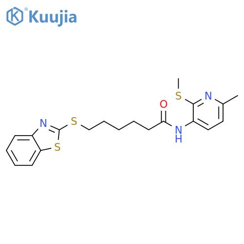 Hexanamide,6-(2-benzothiazolylthio)-N-[6-methyl-2-(methylthio)-3-pyridinyl]- structure