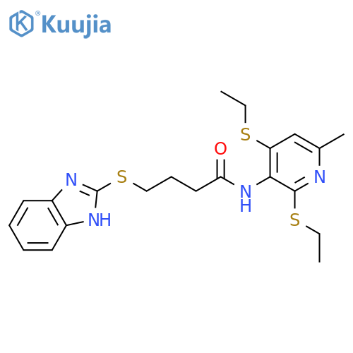 Butanamide,4-(1H-benzimidazol-2-ylthio)-N-[2,4-bis(ethylthio)-6-methyl-3-pyridinyl]- structure