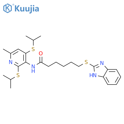 Hexanamide,6-(1H-benzimidazol-2-ylthio)-N-[6-methyl-2,4-bis[(1-methylethyl)thio]-3-pyridinyl]- structure