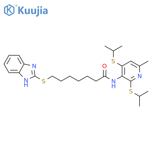 Heptanamide,7-(1H-benzimidazol-2-ylthio)-N-[6-methyl-2,4-bis[(1-methylethyl)thio]-3-pyridinyl]- structure