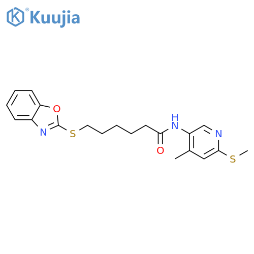 Hexanamide,6-(2-benzoxazolylthio)-N-[4-methyl-6-(methylthio)-3-pyridinyl]- structure