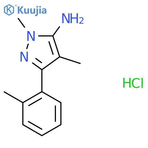 2,4-Dimethyl-5-(2-methylphenyl)pyrazol-3-amine;hydrochloride structure