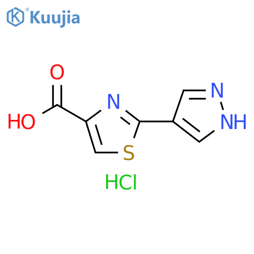 4-Thiazolecarboxylic acid, 2-(1H-pyrazol-4-yl)-, hydrochloride (1:1) structure