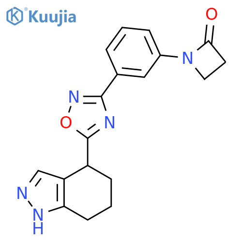 1-[3-[5-(4,5,6,7-Tetrahydro-1H-indazol-4-yl)-1,2,4-oxadiazol-3-yl]phenyl]-2-azetidinone structure